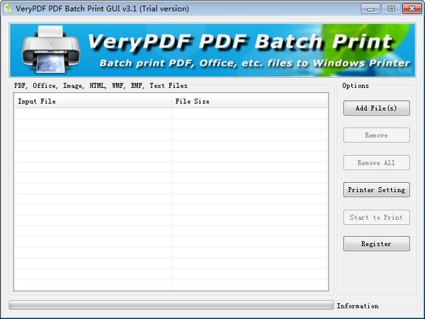 VeryPdf PDF Batch Print GUI