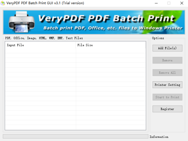 VeryPdf PDF Batch Print GUI